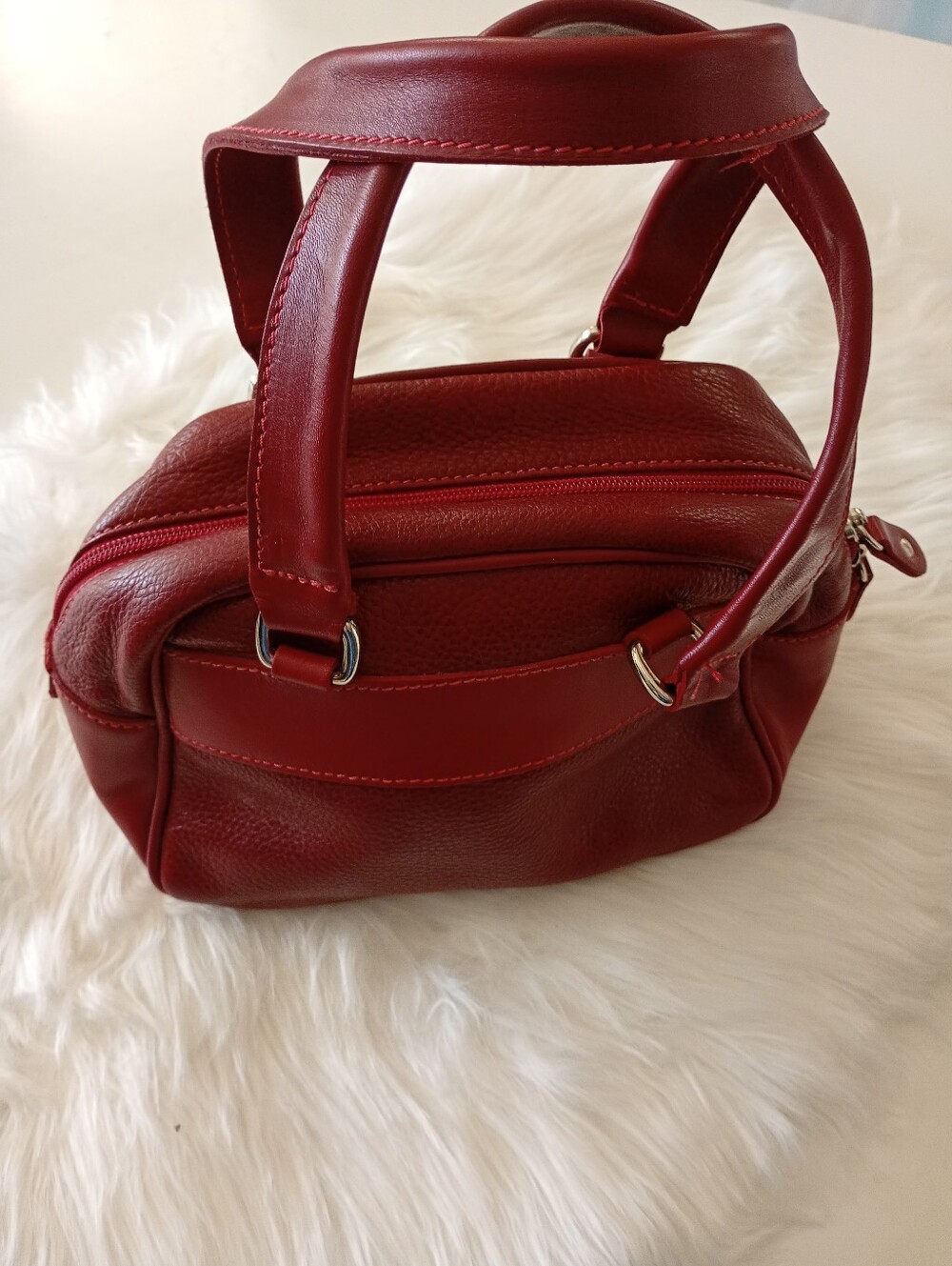Roots | Deep Red Leather Small Handbag Bag